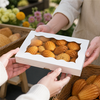 Boîte d'emballage en carton blanc et rose pour boulangerie, 180x110x140mm, en stock, pour gâteaux, pâtisseries et desserts