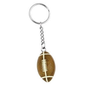 Porte-clés en bois en forme de ballon de rugby, mini pendentif avec chaîne pour les fans de sport et les cadeaux - Product Image 1