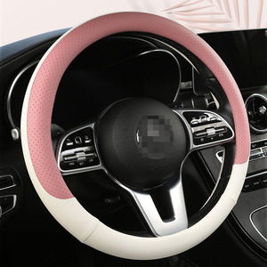 Cuero de alta calidad en relieve cuatro estaciones piel puntada a mano cubierta del <span class=keywords><strong>volante</strong></span> transpirable antideslizante al por mayor para coche - Product Image 6