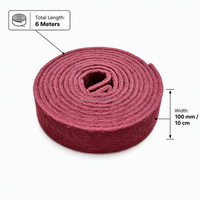 Rouleau de tampon abrasif non tissé industriel rouge, largeur 10 cm, en carbure de silicium, pour le polissage et le meulage de l'acier inoxydable et des métaux