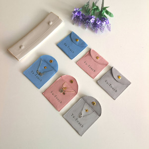 Sacchetti di gioielli in microfibra personalizzati di lusso per <span class=keywords><strong>orecchini</strong></span> collana in pelle scamosciata busta con bottone portagioie piccolo <span class=keywords><strong>sacco</strong></span> di cristallo - Product Image 3