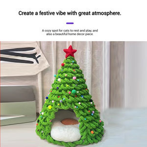 Großhandel <span class=keywords><strong>DIY</strong></span> Weihnachts baum Katzen bett Handgemachte Wolle Filz Zelt für Herbst Winter Gemütliche halb geschlossene Haustier Nest Haus Groß bestellung - Product Image 5