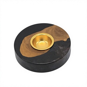 Quemador de Incienso Bukhoor de Resina Epoxi y Madera de Acacia Hecho a Mano con Piedra Brillante Árabe, Soporte Artístico Premium para Oud para Decoración del Hogar - Product Image 1