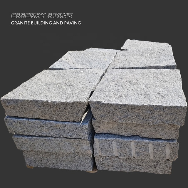 Natural Split Light Grey Color Granite Landscape Paver Tiles for Outdoor Gardens, Square,pavers Outdoor Stone Driveway or Wall