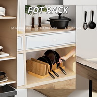 Couvercle de casserole et organisateur de casserole en bambou pour comptoir de cuisine support de couvercle de casserole réglable pour sous l'armoire