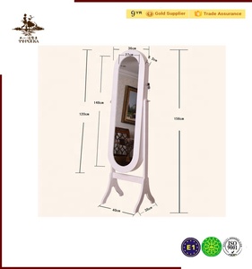 Armoire à bijoux moderne et personnalisée de forme ovale JC48 Meuble de salon en panneau de bois MDF avec miroir sur pied encadré Chambre à coucher - Product Image 5