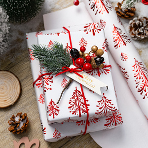 Christmas Tree Pattern Gift <b>Wrapping</b> <b>Paper</b> Double-Sided Art <b>Paper</b> Coated with Embossing for Holiday Packaging - Product Image 2