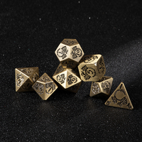Ensemble de 7 dés de jeu de rôle (DND) en bronze massif sculpté à la main, style vintage de luxe, thème dragon fantastique, polyédriques et lourds, pour jeux de rôle (RPG)