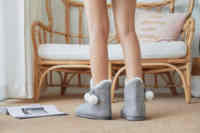 Chaud épais solide tricoté tresse thermique maison pantoufles chaussures avec anti-dérapant polaire Sherpa chaussettes hiver fourrure boules-Logo sur le corps