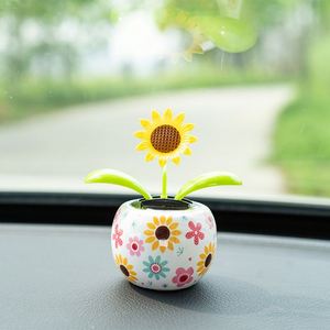Autocollant de Voiture Tournesol Solaire Multicolore à Tête Mobile, Accessoires de Décoration Intérieure et Ornements Automobiles - Product Image 4