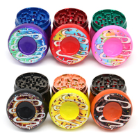Broyeur à herbes manuel en alliage de zinc 73 mm, design donut coloré, 4 couches, logo personnalisé, accessoires pour fumeurs