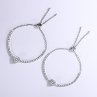 Dropshipping pour femmes, bracelet en argent S925 avec moissanite en forme de cœur de 1 carat et 2 carats, bijoux fins
