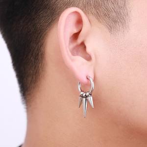 Pendientes de hombre de moda borla negra pendientes de acero inoxidable <span class=keywords><strong>2023</strong></span> - Product Image 5