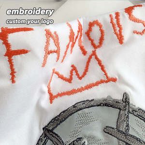 Nouveau T-shirt pour homme avec broderie personnalisée, coton pur, décontracté, uni, manches courtes, tee-shirt gaufré - Product Image 2