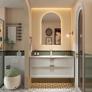 Bathroom cabinet light luxury slate ceramic integrated basin washbasin small apartment washbasin cabinet combination - Product Image 2