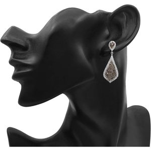 Teardrop Dangle <b>Earrings</b> 2.67 Cttw Round Cut Brown Diamond 925 Sterling <b>Silver</b> Prong Set <b>Wedding</b> Jewelry for Women - Product Image 6