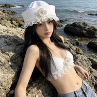 Sombreros y Gorras de Fiesta para Despedida de Soltera al por Mayor, Estilo Marinero con Encaje, Flores y Perlas, con Logotipo Personalizado para Mujer, Jardín
