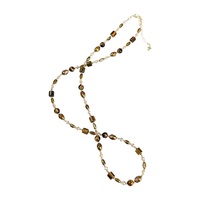 Collier ras du cou punk en acier inoxydable avec perles en pierre naturelle et placage doré pour anniversaire - Unisexe