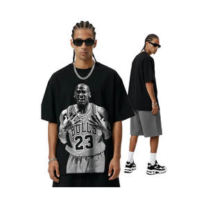 Bcghost BC-6871 Áo thun hip hop cổ điển xuyên biên giới kiểu Mỹ hình thang tay ngắn in kỹ thuậ<span class=keywords><strong>t</strong></span> số 260g dáng rộng vừa vặn 100% nam - Product Image 1