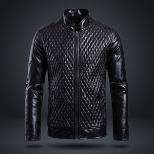 Chaquetas Casuales de Invierno Unisex con Cuello Mao de Cuero Genuino BS International, Chaquetas Impermeables y Resistentes al Viento con Cremallera Frontal de Lona - Product Image 1
