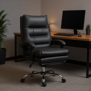 Sedia da Ufficio Direzionale in Pelle PU con Braccioli Regolabili, Funzione Massaggio, Base Cromata per Comfort e Relax - Product Image 2