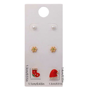 Festivo lindo aleación chapada en oro Navidad Stud pendientes copo <span class=keywords><strong>de</strong></span> nieve media Santa sombrero <span class=keywords><strong>perla</strong></span> diario Casual pendientes para mujeres jóvenes - Product Image 6