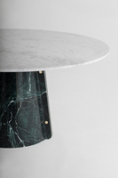 GOLDTOP Tables de salle à manger rondes en pierre naturelle de luxe modernes Table de salle à manger ronde en marbre blanc et noir