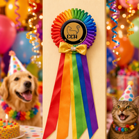 Ruban personnalisé pour rosette de récompense, ruban plissé en satin pour concours félin, ruban de col avec logo OEM, décoration de récompense pour compétition animale