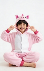 Disfraz de Halloween de Cerdo Haoxuan Ecológico de Algodón y Terciopelo con Mangas Abullonadas y Cierre de Botones, Mono de una Pieza para Niños y Bebés, Inspirado en TV/Películas - Product Image 3