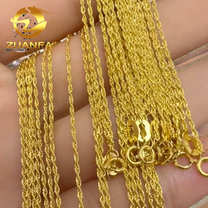 Trendy AU750 18k <b>Solid</b> Gold Classic Wedding Rope Chain Necklace 1.6mm/1.8mm/2.5mm Link Chain - Product Image 2