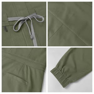 Nuova Tuta Sanitaria Senza Maniche con Colletto Rialzato e Cerniera, Effetto Smerigliato, per Sala Operatoria, Set Uniforme Ospedaliera, Colore Fig Smerigliato - Product Image 5