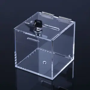 Abschließbare kleine Plexiglas-Metalls ch arniere Spenden box Charity Box Klare obere Tür Offene Acryl-Vorschlags box