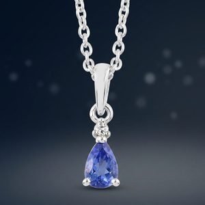 Collier pendentif en argent sterling 925 avec tanzanite taille poire, classique, élégant et délicat pour fiançailles - Product Image 3