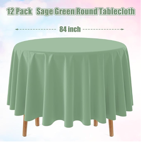 Nappe ronde en velours <span class=keywords><strong>vert</strong></span> sauge de 120 pouces, luxe, banquet, mariage, fête, longueur au sol - Product Image 2