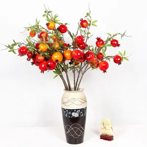 Chinese Fake Plants Branch Fall Flowers Decoration Artificial Persimmon Apple Orange Pomegranate Artificial fruit Branches for