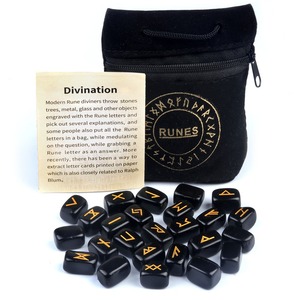 25pcs Agate Runes Crystal Set Elder Futhark Viking Gemstone Golden Gravé Runic Alphabets pour Reiki Healing Sculpté Technique - Product Image 6