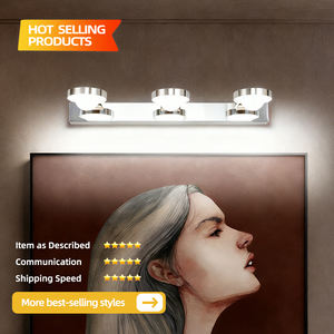 Applique murale moderne de luxe pour salle de bain, 3 lumières, finition blanc poli, avec abat-jour en verre dépoli, à poser au-dessus du miroir - Product Image 2