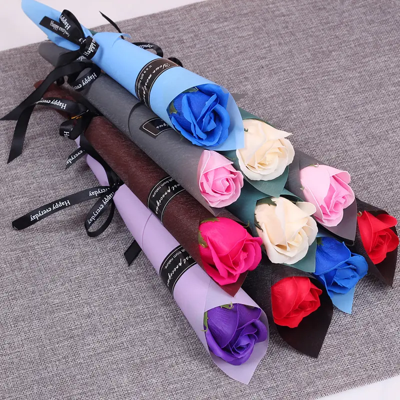 Artificial Soap 32cm Multi Color Foam Rose Individual Scented Rose in One Bouquet Valentine Gifts for Women Mothers Day