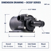 Pompe à eau centrifuge à entraînement magnétique sans balais DC55F, 1800L/H, 16M de hauteur de refoulement, IP68, submersible