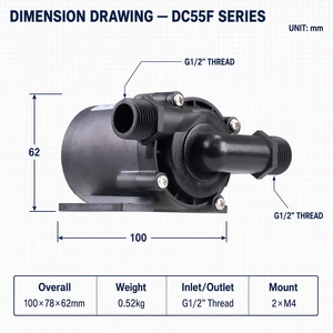<span class=keywords><strong>Pompe</strong></span> à eau centrifuge à entraînement magnétique sans balais DC55F, 1800L/H, 16M de hauteur de refoulement, IP68, submersible - Product Image 2