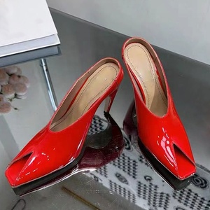 Women on Solid <b>Sandals</b> Hook High Heels Stiletto Dress Shoes Thin High-Heeled Mules Party Peep Toe Slides - Product Image 3