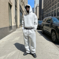 Sweat à capuche surdimensionné personnalisé de haute qualité pour homme, coupe courte, en coton épais 500 g/m², survêtement pour homme