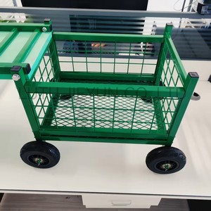 Green Iron Four-Wheel Gardening Wheelchair & Heavy-Duty <b>Handcart</b> with Seat OEM Customizable Tools Cart - Product Image 5