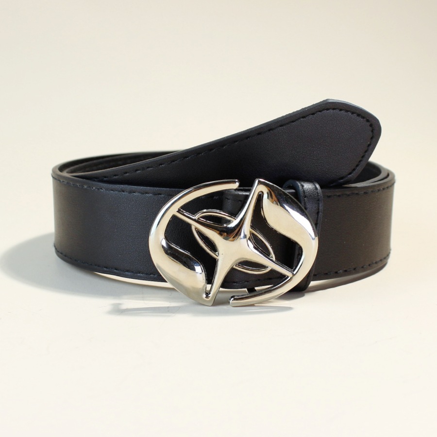 Fibbia rotonda larga in argento nero-38, lunga 105 cm