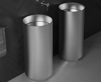 Lavabo sur pied cylindrique HONGDEC en acier inoxydable brossé, pièce unique, moderne, pour salle de bain