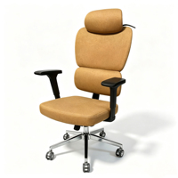 Chaise de bureau de direction moderne de luxe avec hauteur réglable, assise rembourrée épaisse, dossier haut confortable, design en maille