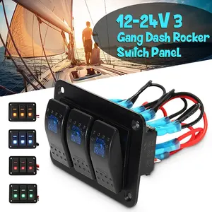 DC 12V 5 Pin On-off Rocker Switch Painel 3 Gang Pre-Wired Painel de alumínio Interruptores de alavanca para carro automotivo Marine Boat RV