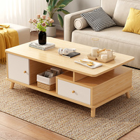 Table basse carrée de luxe en contreplaqué, table à thé, ensemble de table à café éthiopienne avec rangement