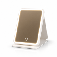 Espejo de Maquillaje Plegable con Luz LED, Espejo Cosmético Portátil de Viaje, Marco de Plástico, Espejo de Vanidad HD, Logotipo Personalizado, OEM, ODM