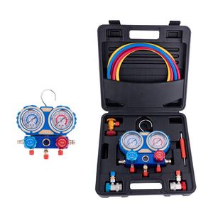 Set Alat Ukur Tekanan Refrigeran Digital HVAC 4-Way Manifold <span class=keywords><strong>Gauge</strong></span> Double-An SA1104 Grosir, Kit Alat Ukur Sistem HVAC Tembaga 80mm - Product Image 1